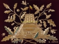 Castle of Gediminas in Straw on Burgundy Velvet