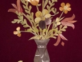 Colored Tulips in Straw on Burgundy Velvet