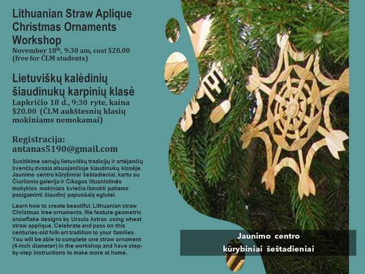 Lithuanian Straw Applique Christmas Ornaments Workshop at Chicago Lithuanian Center