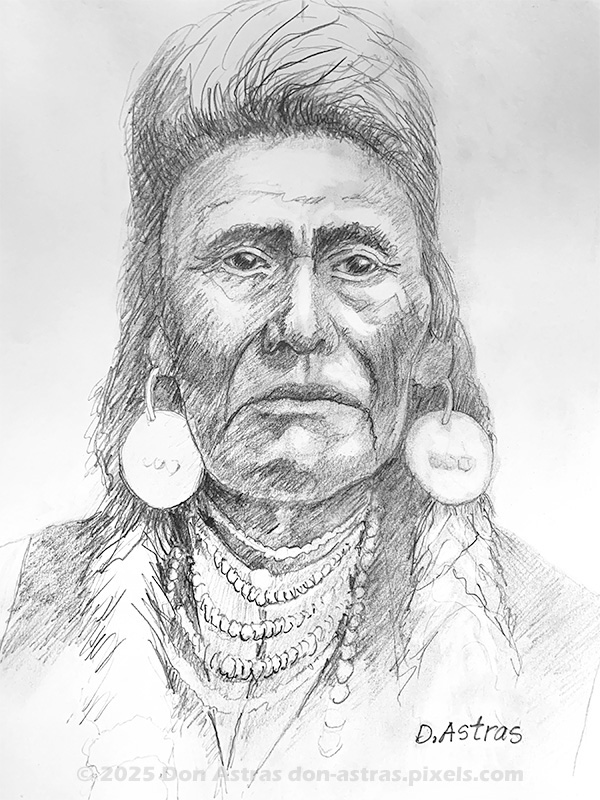 Chief Joseph portrait by Don Astras, pencil on paper, honoring Native heritage. ArtPrize 2025 Vote ID 53174
